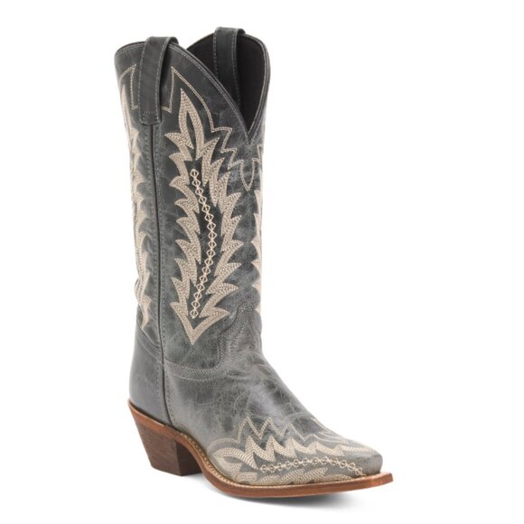 LAREDO Blue Leather Fancy Stitch Emmy Lee Snip Boots